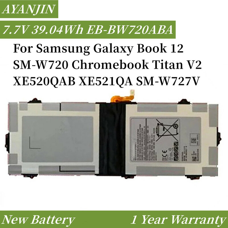 Bateria para Samsung Galaxy Livro 12, 7.7V, 39.04Wh, EB-BW720ABA, SM-W720, Chromebook Titan V2, XE520QAB, XE521QA, SM-W727V