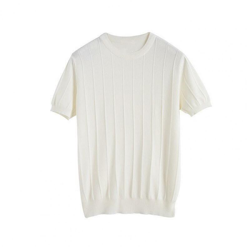 Męski jednolity kolor t-shirt męski Slim Fit jednolity kolor letnia koszulka do ćwiczeń sportowych z okrągłym dekoltem krótkie rękawy elastyczny sweter Top