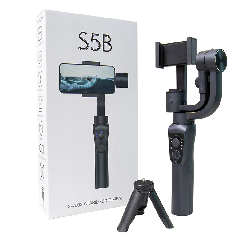 Handheld Gimbal S5B Estabilizador de câmera com tripé, rastreamento facial via aplicativo, vara selfie de 3 eixos, venda quente, 2022