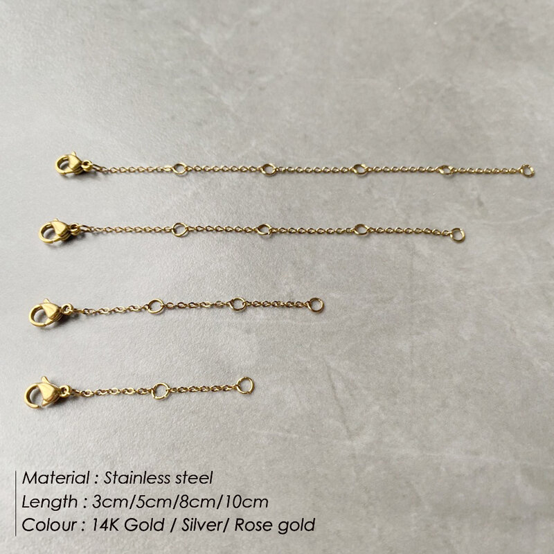 E-manco estensione in acciaio inossidabile catena di coda estesa catenacci per aragosta connettore gioielli fai-da-te risultati del braccialetto collane