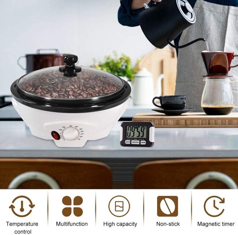 Tostadora de Café eléctrica para uso doméstico, máquina para tostar granos de café, para cafetería, tienda, 500g/1,1 lb (actualización de 110V-120V)