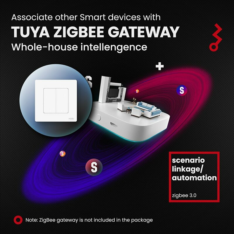 สกรูกระเป๋าสวิตช์ไฟสีดำสำหรับ Zigbee โมส์คุณภาพสูงสำหรับ Tuya Smart Light Star Ring Series อุปกรณ์สวิตช์