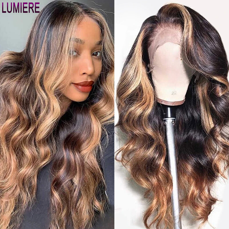 Lumiere P4/27 Highlight Wig Human Hair Colored Human Hair Wigs For Women 28 30 inch Ombre Body Wave Lace Frontal Wig Brazilian