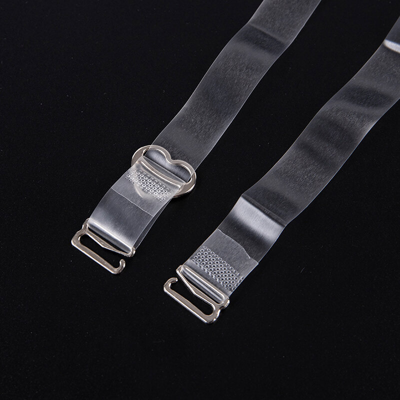 1Pair High Elastic Fashion Stripe Transparent Bra Underwear Strap Button Adjustable Invisible Clear Shoulder Straps