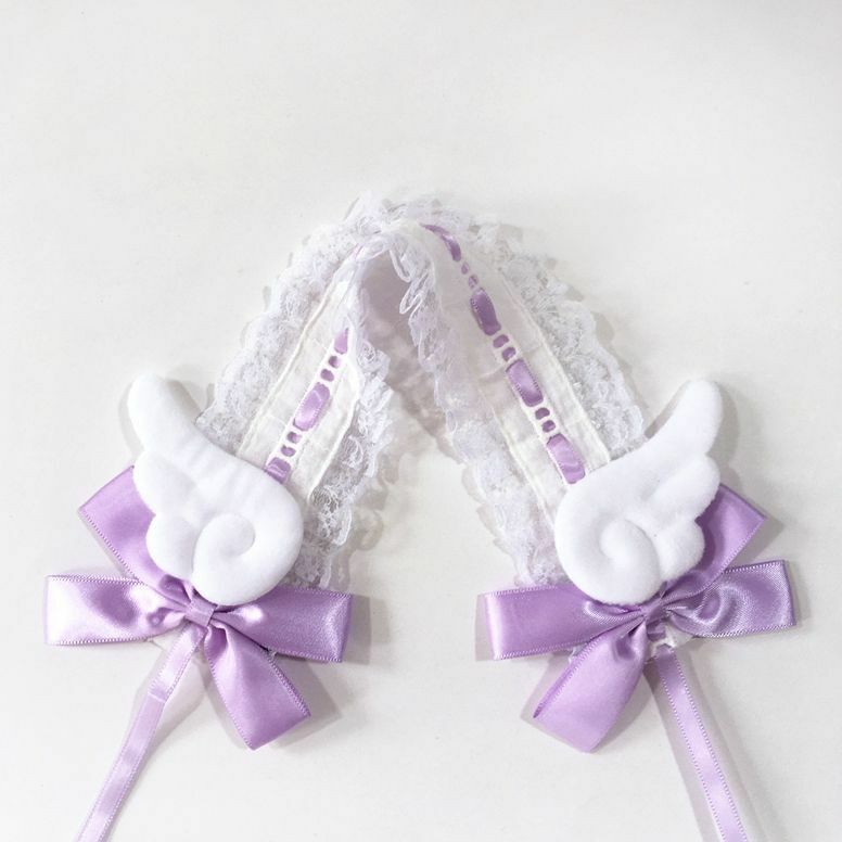 귀여운 수제 봉제 천사 날개 헤어 밴드, 일본 애니메이션 헤드웨어, 로리타 액세서리