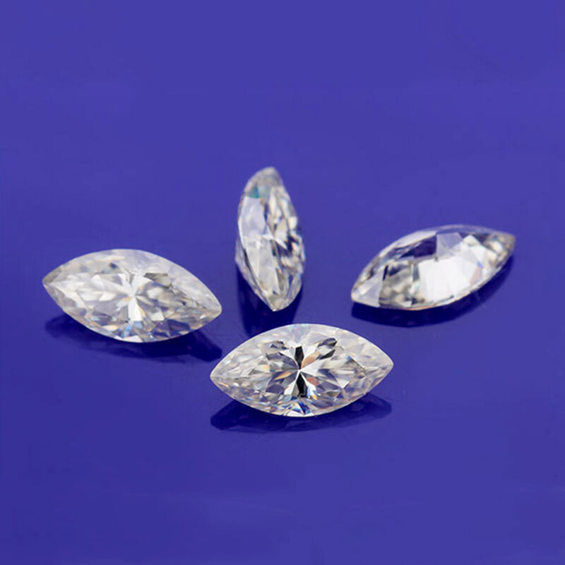 Marquesa-piedra preciosa de moissanita de alto grado, Diamante Suelto de corte excelente, buen fuego, 2x4mm, para fabricación de joyas, 50 piezas por lote