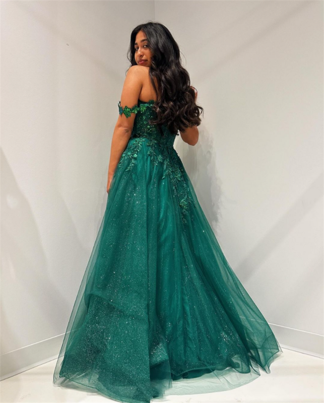 Jessica Glitter Embroidered Tulle Prom Dresses Green Graduation Prom Dress Formal Occasions Party Dresses 2024Vestidos De Noche