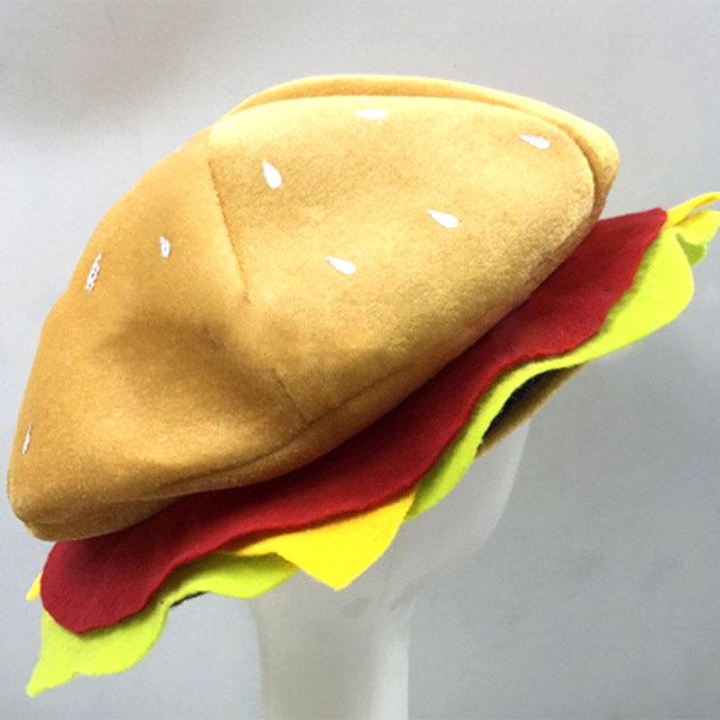 1Pcs Cute Cartoon Simulation Burger Food Hat Funny Burger Halloween Hat Personality Party Easter Casual Beanie Hat Adult Cap