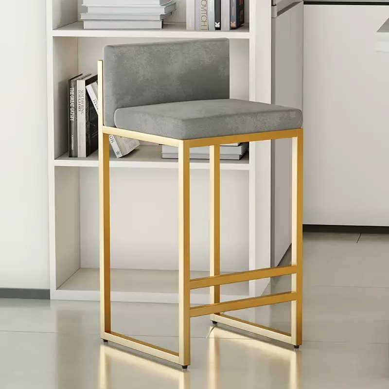 Дизайнерское барное кресло в скандинавском стиле, металлическая простая Золотая кофейная искусственная кожа, серый остров, сандалии, Cadeira Stuhl, мебель для балкона HD50BY