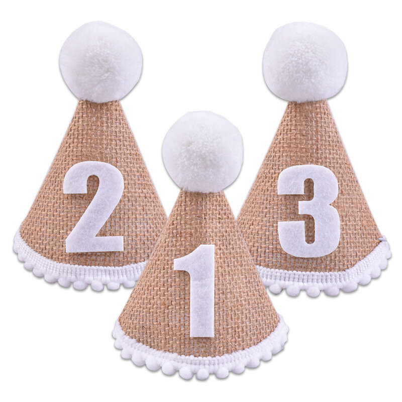 Bandeau de sauna amusant en toile de jute pour bébé, décorations de fête d'anniversaire, chapeau pour petit nouveau-né, garçon et fille, 1, 2, 3 ans, 100 jour, 1 pièce