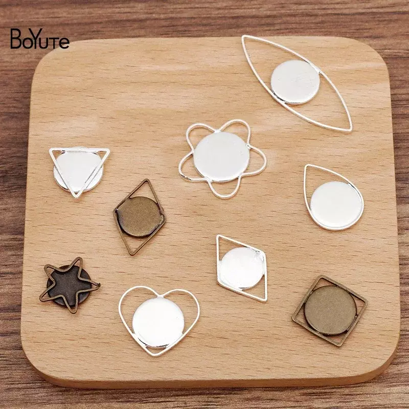 BoYuTe-Base de cabujón hecha a medida, accesorios de joyería Diy, materiales hechos a mano, ajuste de bandeja en blanco, 10-12-14mm, 200 unids/lote