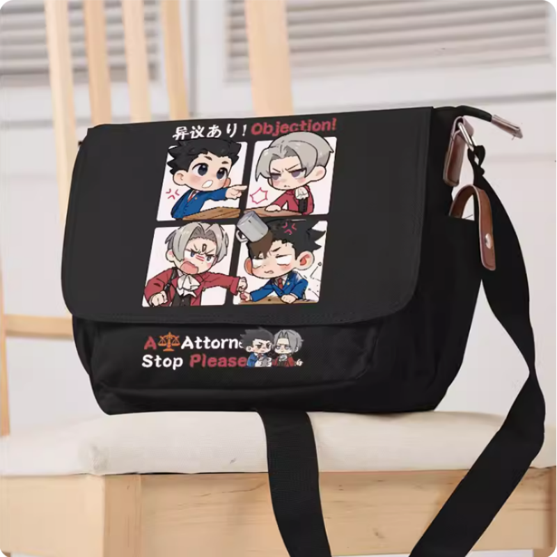 Anime Ace Attorney  Cartoon Bag Unsix Fashion Leisure Teenagers Crossbody Student Messenger Handbag B866