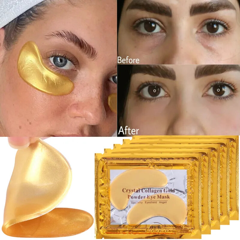 10pcs Crystal Collagen Gold Powder Eye Mask Anti-Aging Dark Circles Acne Beauty Patches For Eye Skin Care Korean Cosmetics
