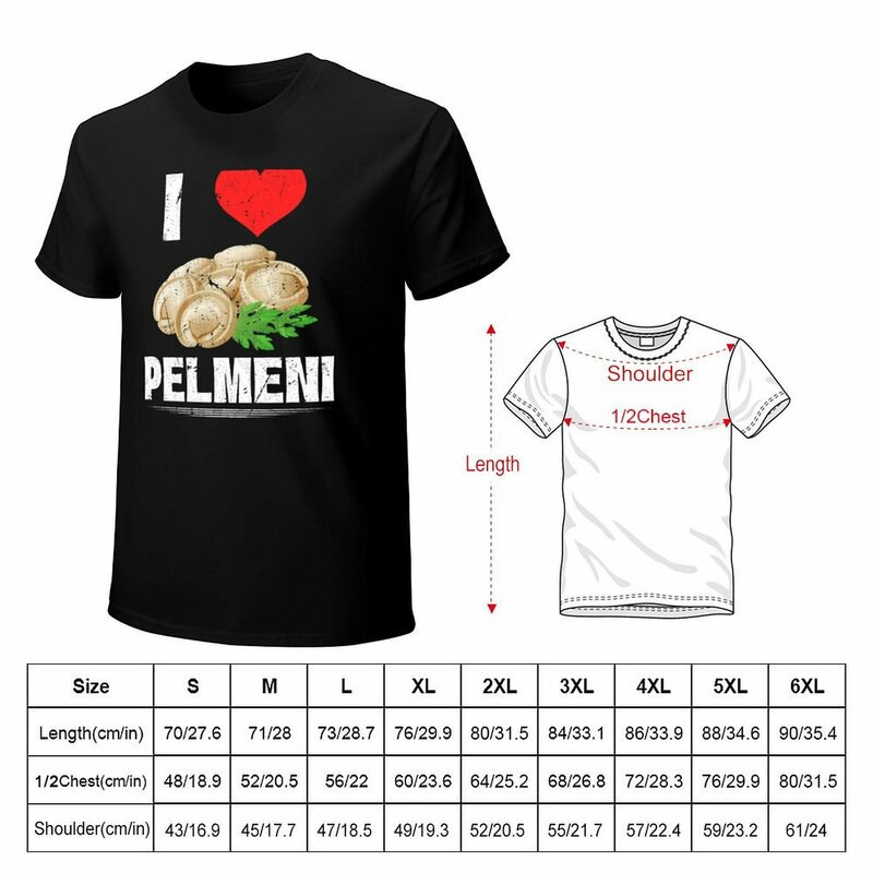 Kocham Pelmeni kuchnia rosyjska kultura żywności rosja duma koszulka puste zwykłe czarne t-shirty męskie