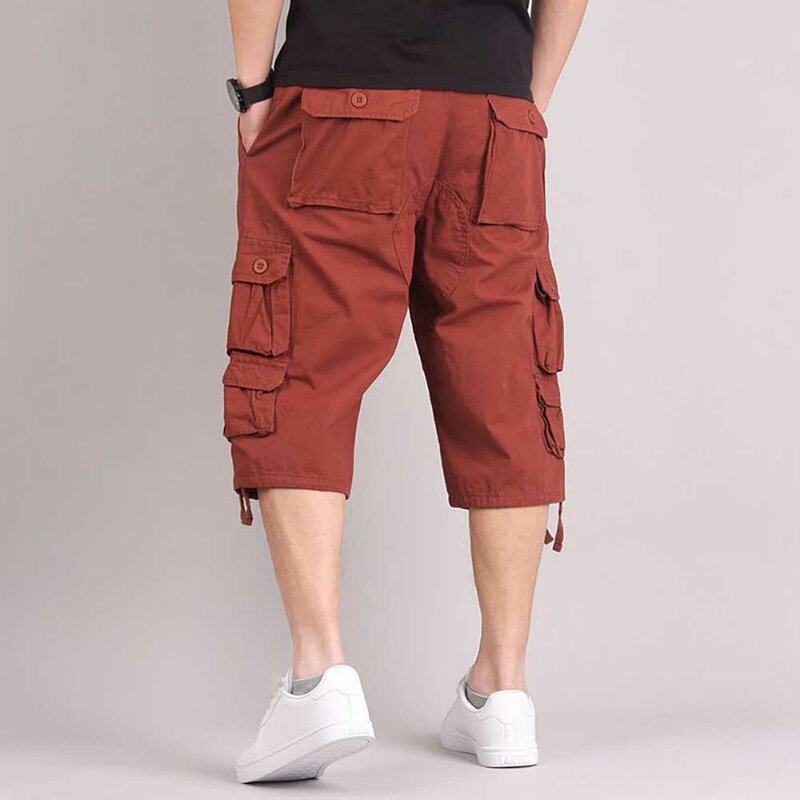 Neue Mode Sommer Cargo-Shorts Männer Casual Lose Baggy Taktische Boardshorts Taschen Streetwear Baumwolle Kleidung