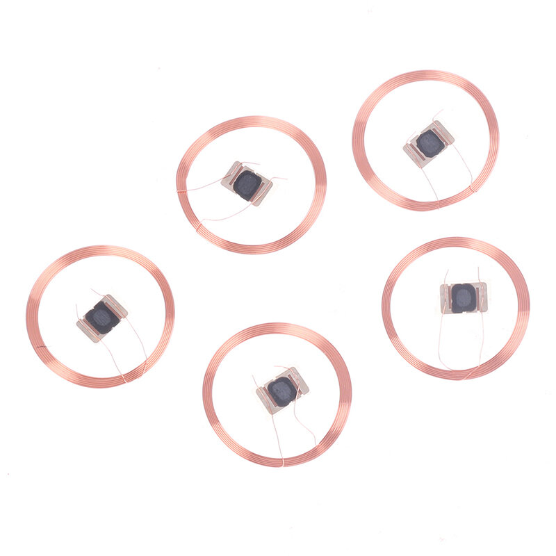New 5Pcs 21.6mm 13.56Mhz UID 125Khz IC Card ID Rewritable Changeable Chip Keyfob RFID Self-adhesive Coil