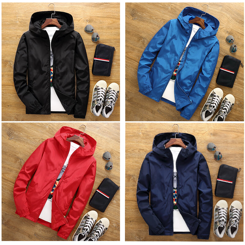 남성용 방풍 및 방수 얇은 재킷, 빠른 건조, 여행 하이킹, DIY 지퍼, 야외 비옷, 가을