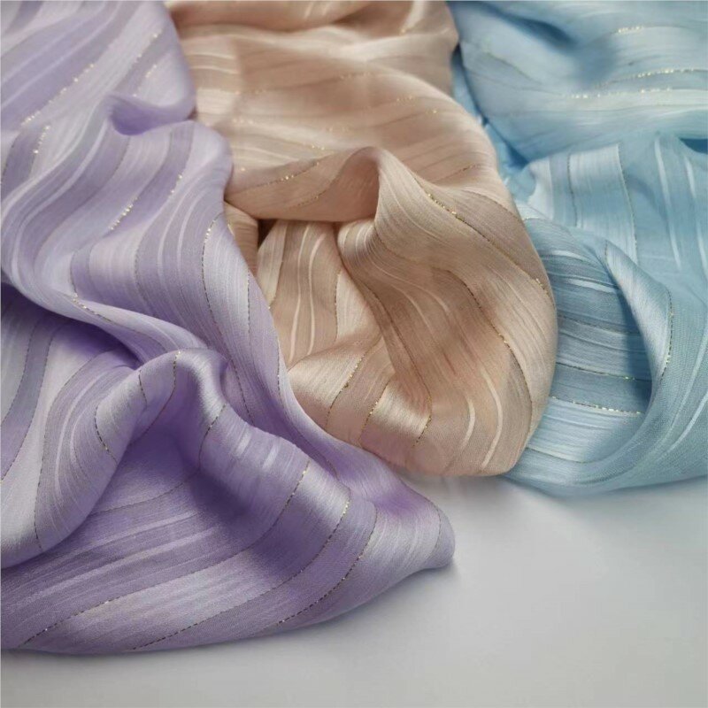 InjBeauty-Tissu en mousseline de soie doré, bande, bricolage, couture à la main