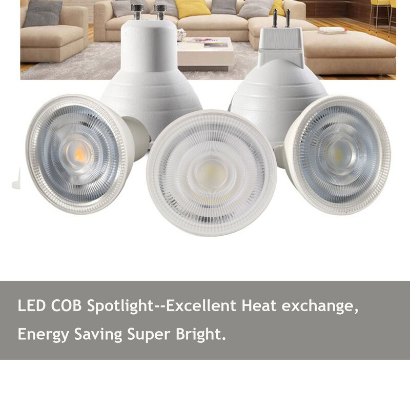 조광 LED COB 스포트라이트 LED 전구, 고품질 알루미늄, 슈퍼 브라이트, E27 E14 GU10, GU5.3, MR16, B15, E12, 7W, 220V, 110V