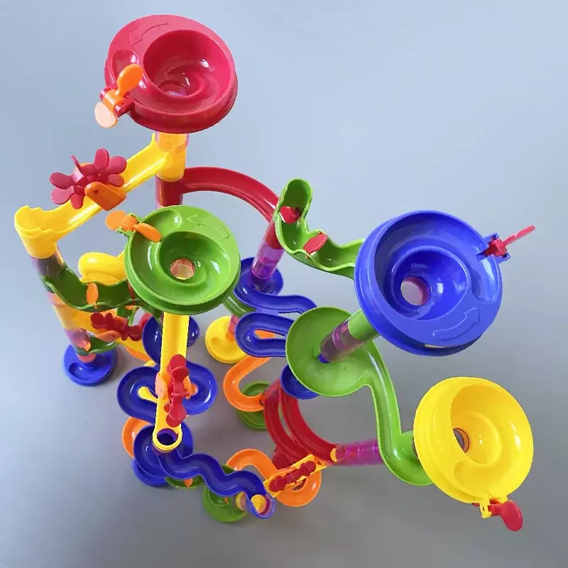 105 szt. Marmurowy tor wyścigowy z klocków 3D labirynt kulka zabawka do zabawy w marmurowym zestaw podkładek wyścigowym na prezent dla dzieci