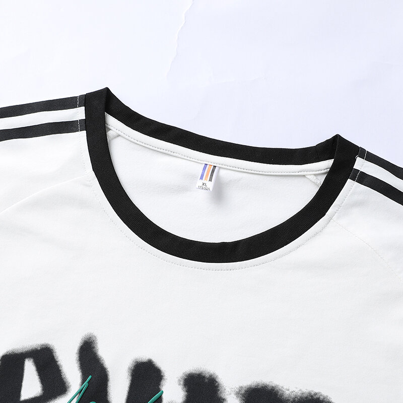 Letnia odzież męska Modne dresy w paski z boku Męska koszulka z krótkim rękawem + codzienne szorty Trend Dresy
