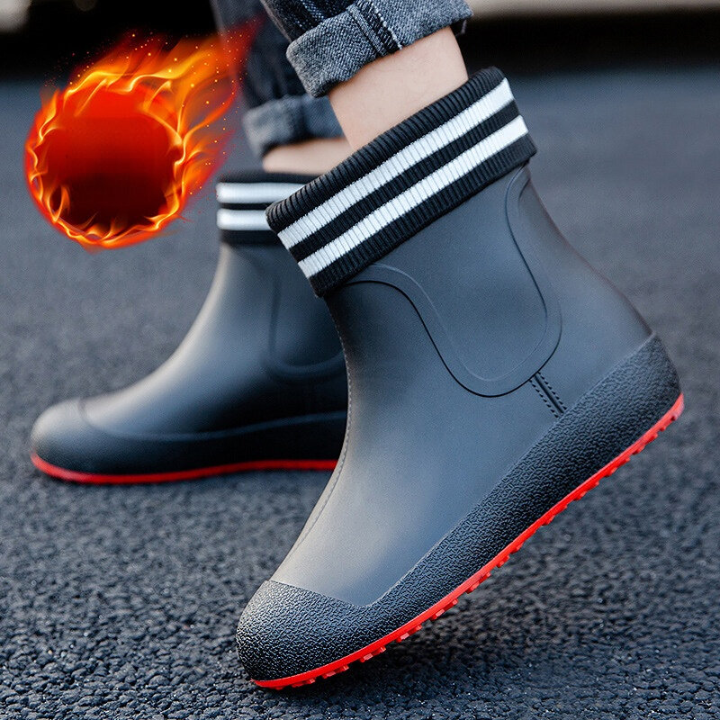 Men's Rain Boots Trend 2023 Slip on Waterproof Working Shoes for Men Platform Rain Shoes Fishing Galoshes New Unisex Ankle Boots