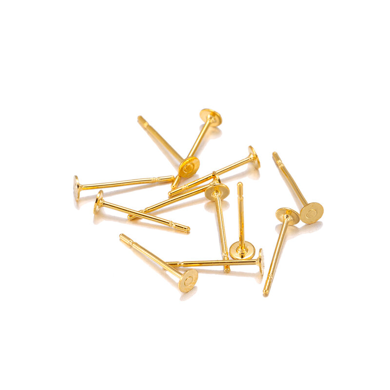 50/100 Stks/partij 3-12Mm Metalen Roestvrij Staal Platte Post Terug Blank Earring Stud Base Voor Diy sieraden Maken Bevindingen Accessoires