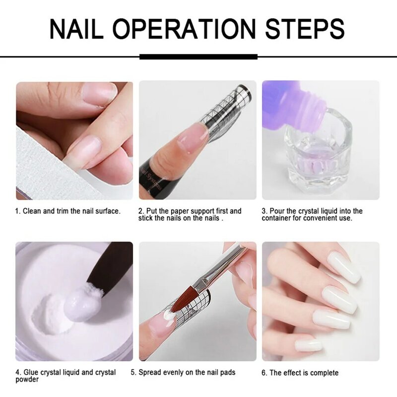 Nail Acrylic Powder and Liquid Monomer Set Pink White Clear Acrylic Nail Kit for Nails Extension Mold Gel Professional Tool