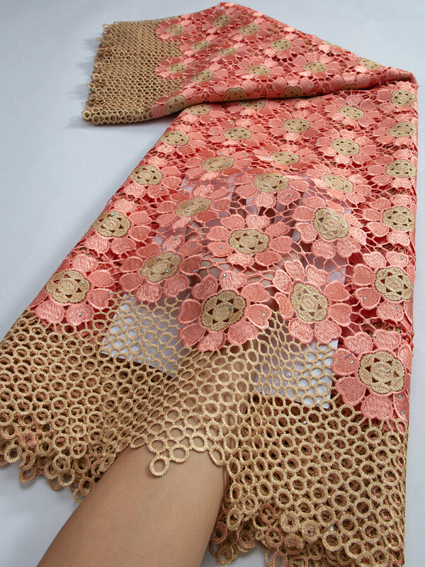 Guipure-tela de encaje africano de alta calidad, Material para vestido elegante de fiesta de boda, costura TY3282, 2023