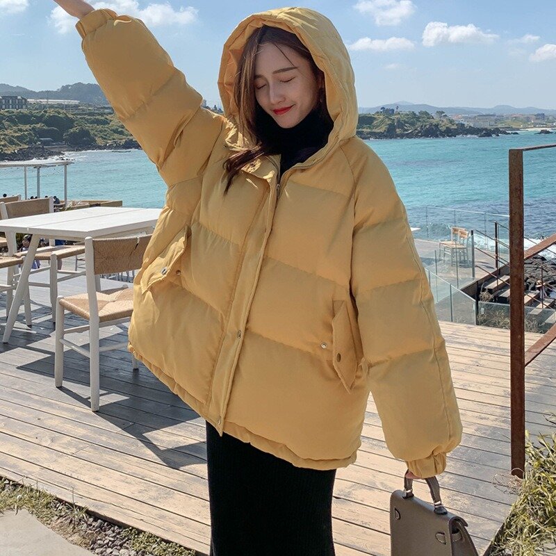 Jaket wanita musim dingin, mantel Luaran parka Korea hangat dipertebal, mantel gelembung ukuran besar musim gugur 2023