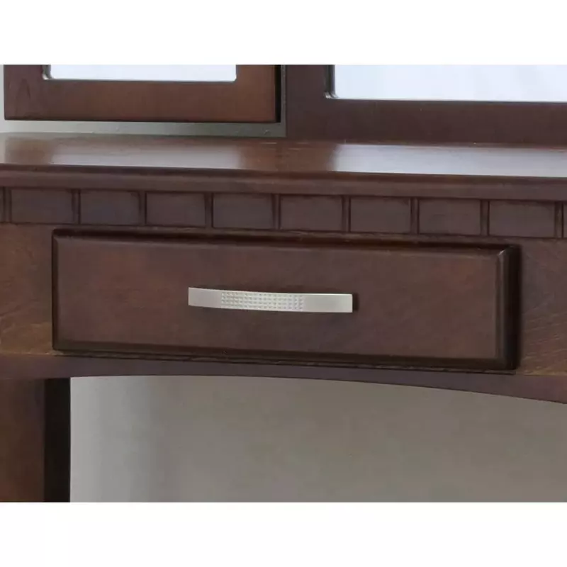 Dresser set home 3-piece set with vanity mirror and stool with drawers, mahogany