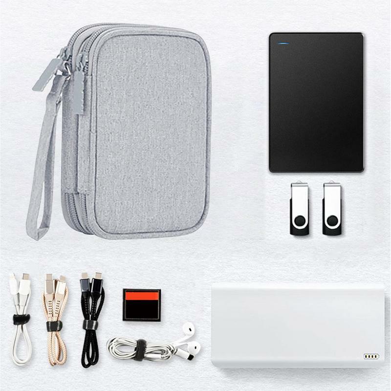 อิเล็กทรอนิกส์กระเป๋าเดินทางสายกระเป๋า Organizer Mini Travel เคสพกพาคู่ตาข่ายแบบพกพา Electronics