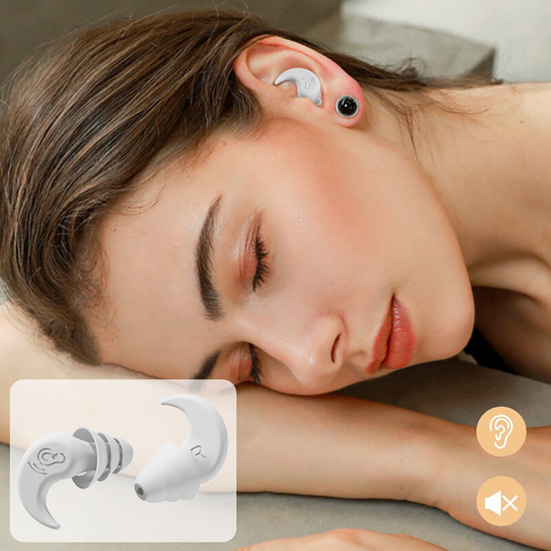 1Pair 3 Layers Soft Silicone Ear Plugs Tapered Noise Reduction Earplugs Sleep Sound Insulation Protector Swimming Ear Protector