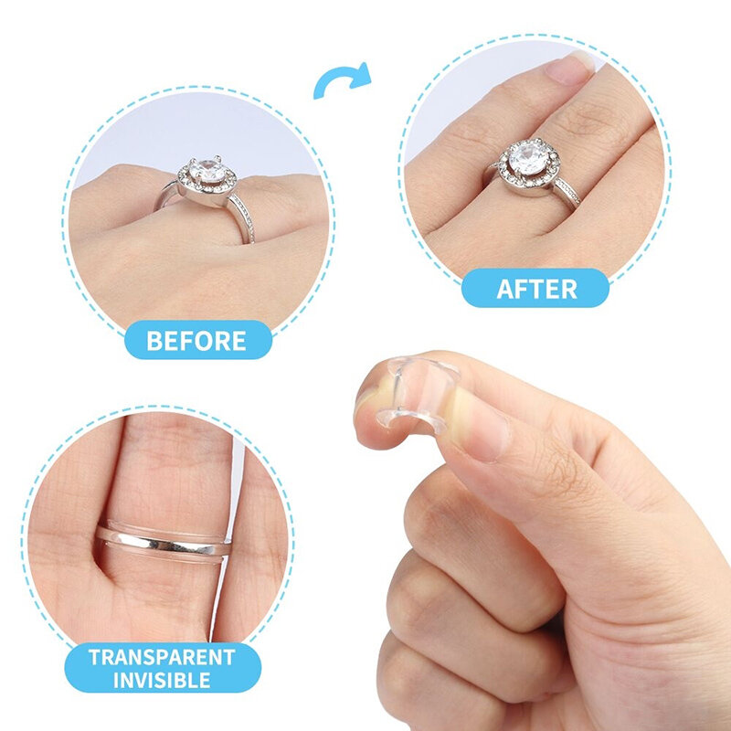 8 Sizes Silicone Invisible Clear Ring Size Adjuster Resizer Loose Rings Reducer Ring Sizer Fit Any Rings Jewelry Tools