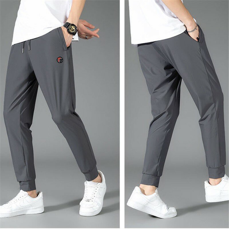 Pantalones de Golf elásticos finos de seda de hielo para hombre, ropa deportiva ligera y suave, alta calidad, verano, novedad de 2024