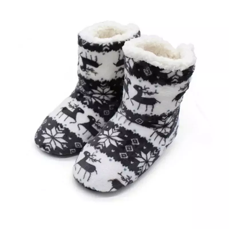 Christmas Elk Indoor Socks Adult Home Slippers Women Winter Floor Shoes Shoes Warm Fur Slides Ladies Plush Slippers