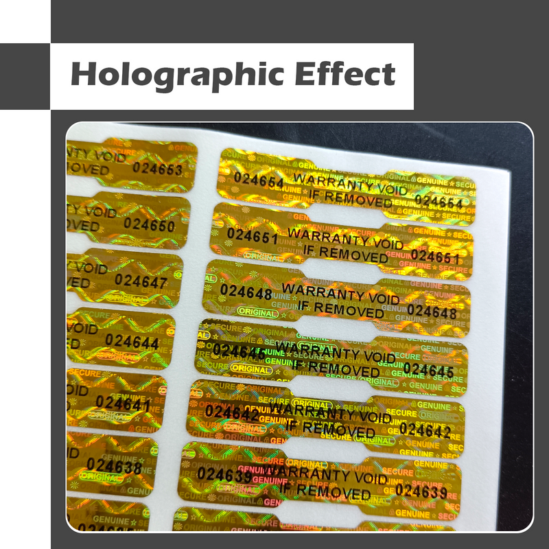 Etiquetas adhesivas holográficas en forma de hueso, sello poof de alta seguridad láser, garantía, pegatinas holográficas vacías con números, 5x1cm