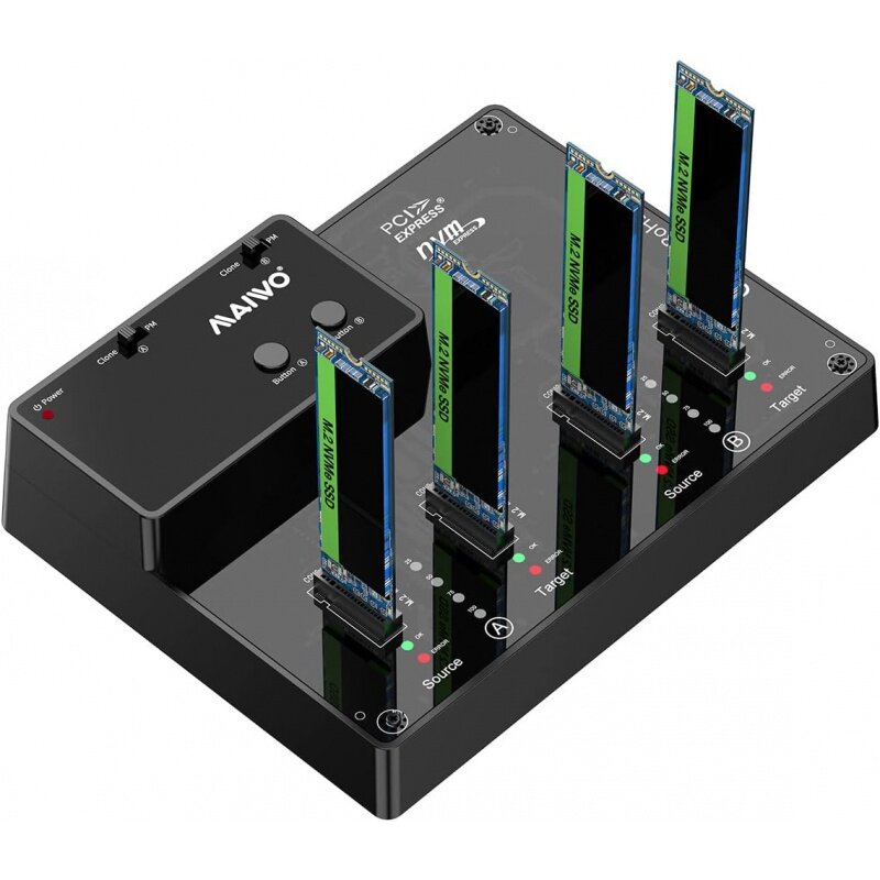 Powielacz stacji dokującej MAIWO 4 Bay NVME M.2, NVME PCIe M.2 napęd do usb3. 1 GEN2 Adapter Cloner, do 10Gbps, pojemność 8TB,