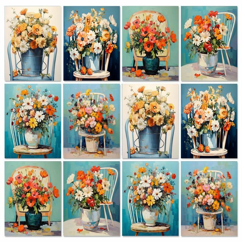 GatyzQuantité-Kit de peinture moderne par numéros pour adultes, fleurs, marqueurs par numéros, artisanat, bricolage, cadeau, mur ouvertement, 60x75cm
