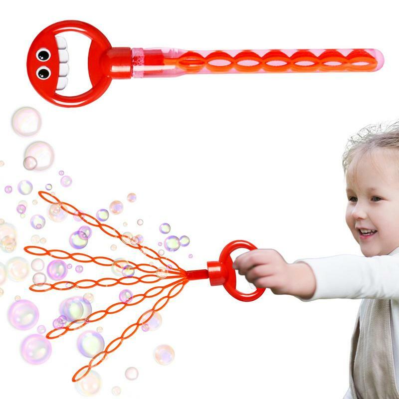 Varita de burbujas de mano con 32 agujeros para niños, palo de burbujas con cara sonriente, herramienta de soplado de jabón divertido para actividades al aire libre