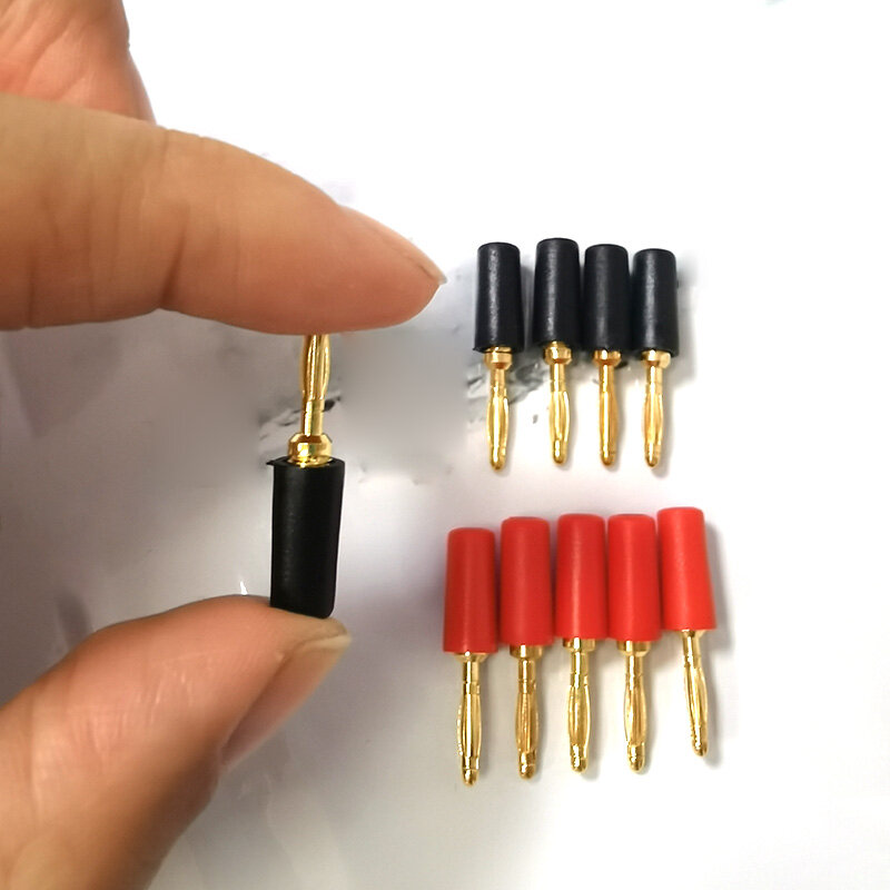 red black 2MM Banana Gold Plated Plugs Connectors mini Banana audio power socket Plug For Banana Socket cctv cable
