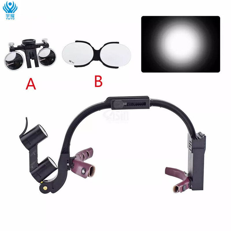 ルーペ用LED歯科用双眼鏡、ヘッドライト外科用拡大鏡、歯科用ユニットランプ、LEDライト、2.5x、3.5x、5w