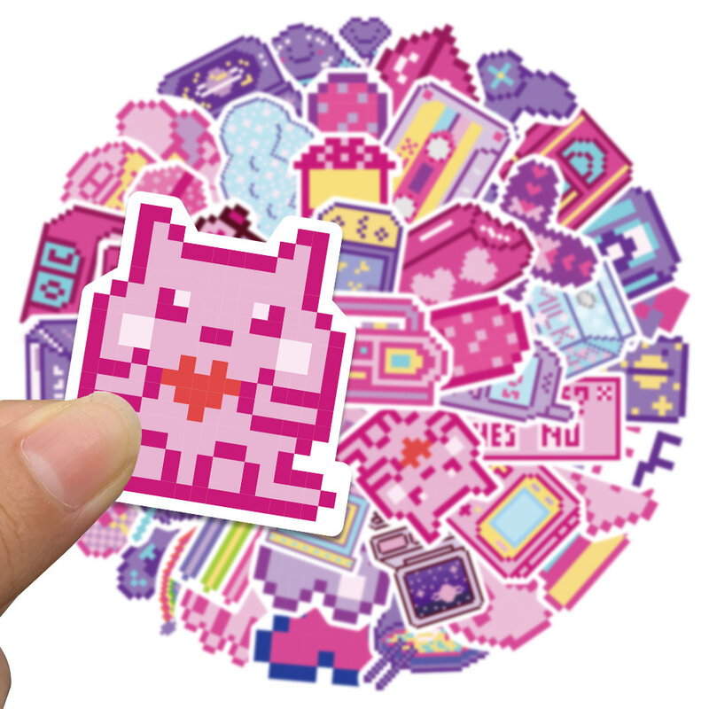 10/30/50pcs Cute Pink Pixel Graffiti Stickers INS Style Aesthetic Decals DIY Suitcase Notebook Guitar Cartoon Decoration Sticker