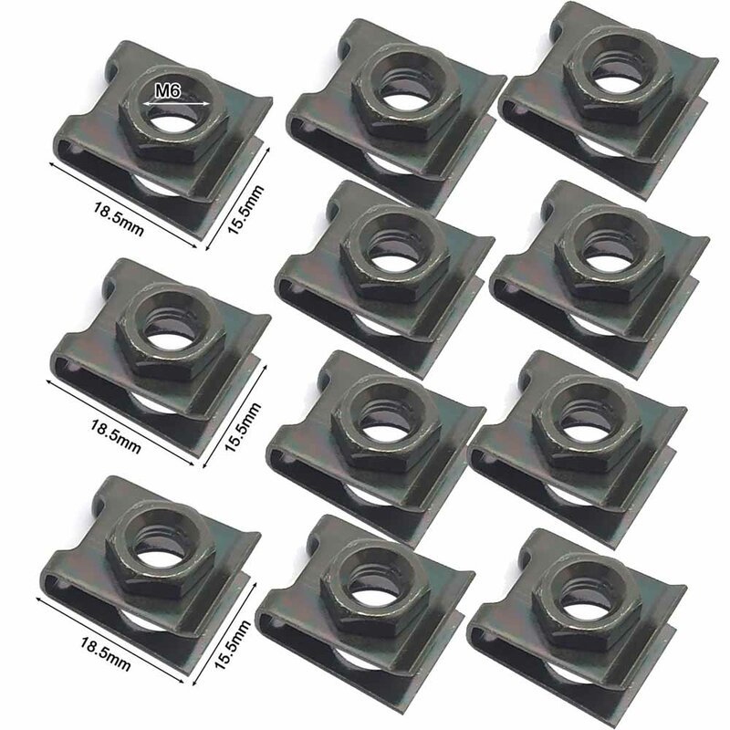 10pcs Car Motorcycle Scooter ATV Moped E-bike Plastic Cover Metal Retainer 6mm U-Type Clips M6 M5 M4