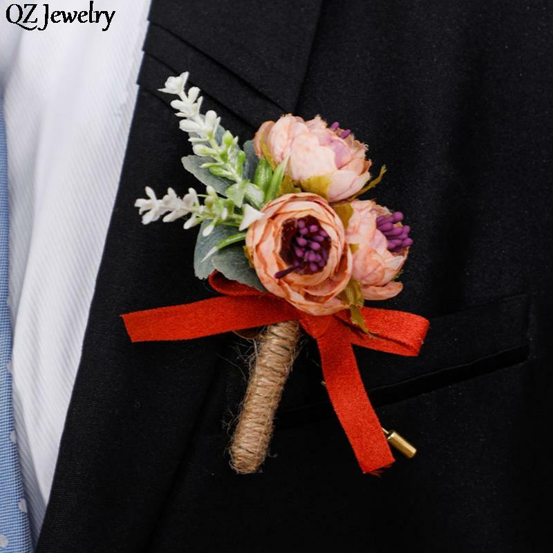 Искусственные Шелковые Розы, корсаж для жениха, мужской булавка, костюм, искусственный цветок для жениха, мужской корсаж, булавка, ювелирные изделия для свадебной вечеринки