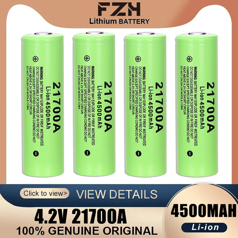 4.2V 21700 Rechargeable Battery 4500mAh Power Batteries 3C Discharge 21700 HD Cell Lithium Battery with a T6 LED Flashlight