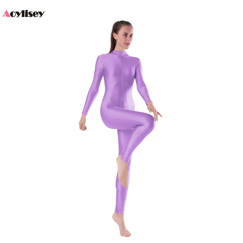 Vrouw Zwarte Unitard Rits Spandex Bodysuit Balletdans Dragen Volwassenen Mannen Mock Nek Aerial Yoga Bodycon Kostuums