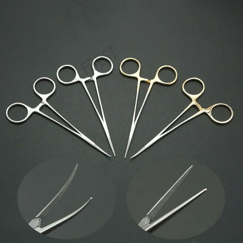 Cosmetic Plastic Pouch Fine Hemostatic Forceps Microvascular Forceps Elbow Double Eyelid 12.5cm Stainless Steel Fat Clamp