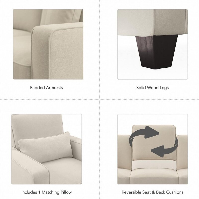 Bush Furniture Stockton Accent Chair with Arms, Cream Herringbone