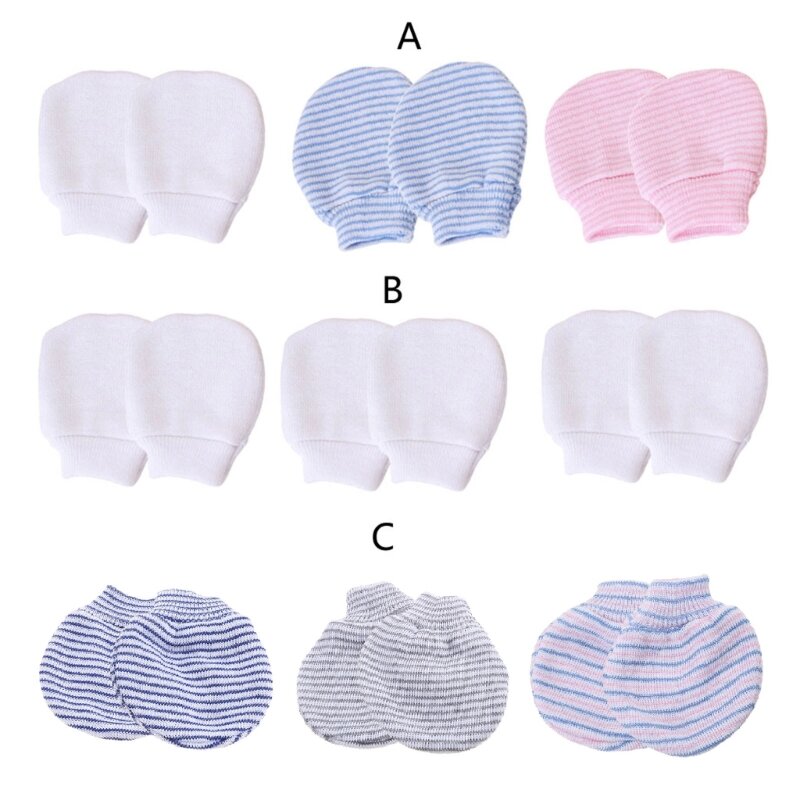 3 par/set recién nacido Anti-comer guantes mano Simple lindo bebé tejido Anti-agarre